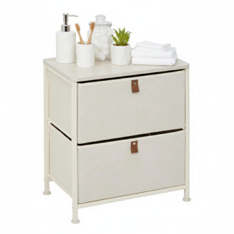 5five Badkamerkast Pisa - 2 mandjes - beige - 45 x 30 x 51 cm - metaal/hout/stof