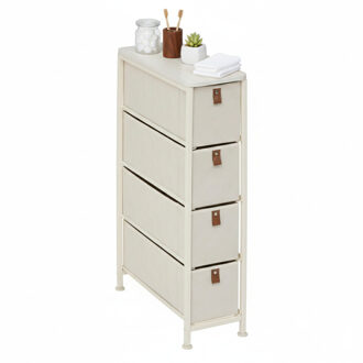 5five Badkamerkast Pisa - 4 mandjes - beige - 48 x 20 x 77 cm - metaal/hout/stof - opbergen