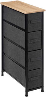 5five Badkamerkastje - 4x manden - 20 x 48 x 77 cm - hout/stof - donkergrijs