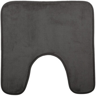 5five Badkamerkleedje/wc badmat tapijt - memory foam - donkergrijs - 48 x 48 cm - Badmatjes