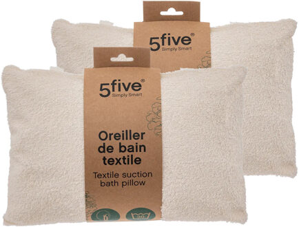 5five Badkussen - 2x - met zuignappen - wit - 33 x 25 cm - nekkussen / hoofdsteun voor in bad