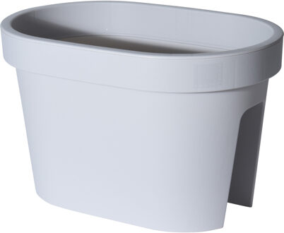 5five Balkon plantenpot/bloempot - lichtgrijs - 40 x 25 cm - ovaal - kunststof