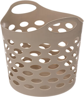 5five Bathroom solutions - Flexibele wasmand/opbergmand - rond - beige - 28L - D39 x H54 cm