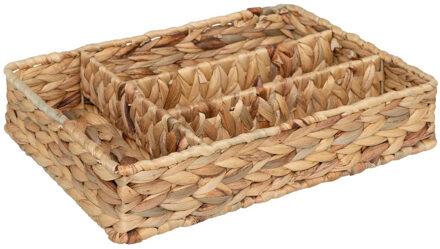 5five Bestekbak indeling / keuken organizer - 4-vaks - Riet - 24 x 34 x 7 cm - naturel
