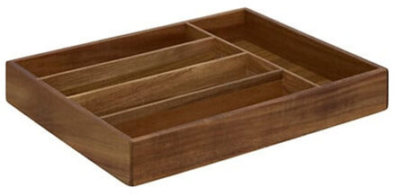 5five Bestekbak indeling / keuken organizer - 5-vaks - acacia hout - 38 x 28 x 7 cm