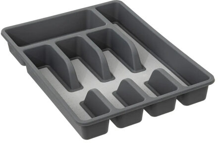 5five Bestekbak indeling / keuken organizer - 5-vaks - Kunststof - 26 x 36 x 5 cm - grijs