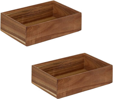 5five Bestekbak/keuken organizer - 2x - 1 vaks - Smart Desk serie - acacia hout - 15 x 23 x 7 cm