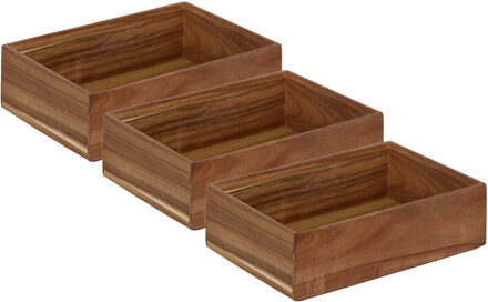 5five Bestekbak/keuken organizer - 3x - 1 vaks - Smart Desk serie - acacia hout - 15 x 23 x 7 cm