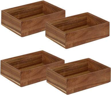 5five Bestekbak/keuken organizer - 4x - 1 vaks - Smart Desk serie - acacia hout - 15 x 23 x 7 cm