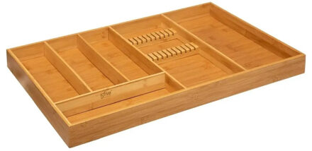5five Bestekbak/keuken organizer 6-vaks - bamboe - 38 x 58 cm - besteklade
