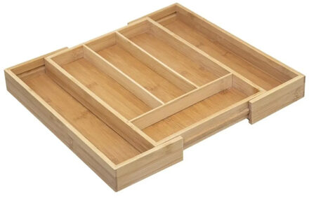 5five Bestekbak - uitschuifbaar - 4 tot 6-vaks - bamboe - 35 x 25 cm - keuken organizer