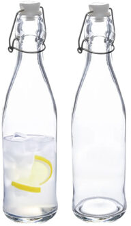 5five Beugelfles/weckfles - 2x - glas - transparant - luchtdicht - 0.5 liter - waterfles - limonade