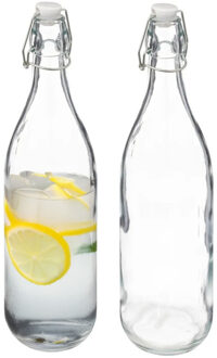 5five Beugelfles/weckfles - 2x - glas - transparant - luchtdicht - 1 liter - waterfles - limonade