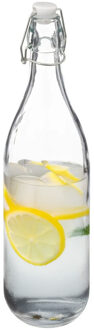 5five Beugelfles/weckfles - glas - transparant - luchtdicht - 1 liter - waterfles - limonade