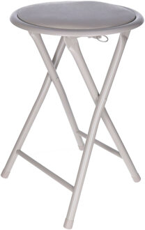 5five Bijzet krukje/stoel - Opvouwbaar - beige - D30 x H46 cm