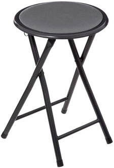 5five Bijzet krukje/stoel - Opvouwbaar - zilver/grijs - 46 cm - Krukjes Zilverkleurig