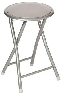 5five Bijzet krukje/stoel - Opvouwbaar - zilver/taupe - 46 cm - Krukjes