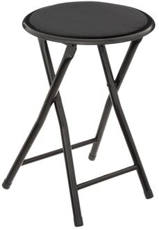 5five Bijzet krukje/stoel - Opvouwbaar - zwart fluweel - 29 x 45 cm - Krukjes