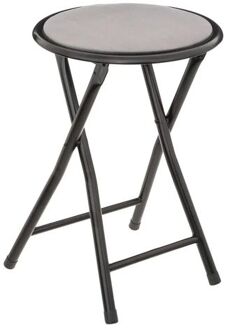 5five Bijzet krukje/stoel - Opvouwbaar - zwart/grijs - 46 cm - Krukjes