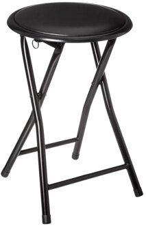 5five Bijzet krukje/stoel - Opvouwbaar - zwart/zwart - 46 cm - Krukjes