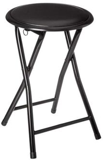 5five Bijzet krukje/stoel - Opvouwbaar - zwart/zwart - 46 cm - Krukjes