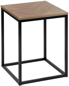5five Bijzettafel Chevron - hout/metaal - bruin/zwart - D40 x H50 cm