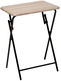 5five Bijzettafel/tuin tafel Edson - metaal - naturel/zwart - 48 x 38 x 64 cm - voor buiten - inklapbaar