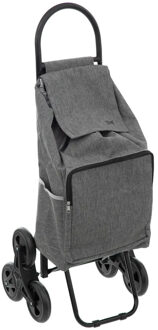 5five Boodschappen trolley tas met trapwielen - inhoud 40 liter - grijs - 43 x 36 x 99 cm