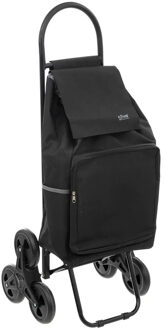 5five Boodschappen trolley tas met trapwielen - inhoud 40 liter - zwart - 43 x 36 x 99 cm