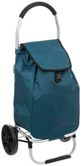 5five Boodschappen trolley tas met wielen - 51 liter - blauw - 44 x 37 x 98 cm - Het topmodel trolley