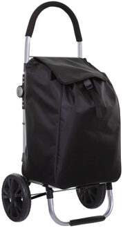 5five Boodschappen trolley tas met wielen - 51 liter - zwart - 44x37x98 cm - Het topmodel trolley - Boodschappentrolleys