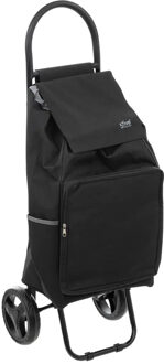 5five Boodschappen trolley tas met wielen - inhoud 36 liter - zwart - 34 x 30 x 95 cm