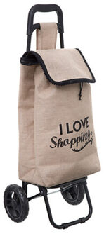 5five Boodschappentrolley Shopping - jute beige - 34 x 28 x 91 cm - 33 liter - extra groot