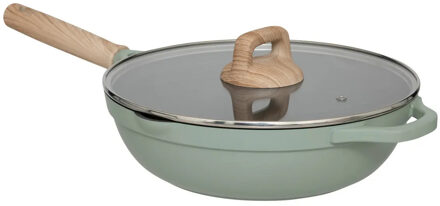 5five Braadpan met deksel - Alle kookplaten geschikt - groen/beige - D28 x H13cm - Souteerpan