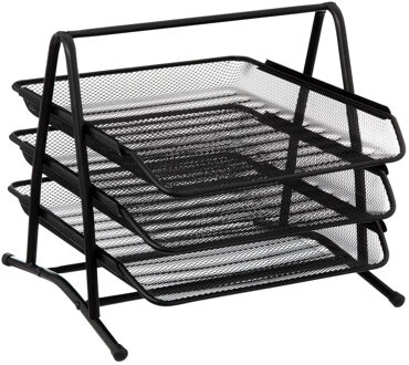 5five Brievenbak/postbakje A4 formaat - sorteer rekje - draadmetaal - zwart - L30 x B35 x H27 cm