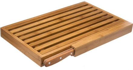 5five Brood snijplank - met kruimel opvangbak - 44 x 27 cm - bamboe hout - inclusief broodmes