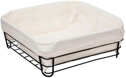 5five Broodmand Bistro - metaal/stof - zwart/creme wit - 25 x 10 cm