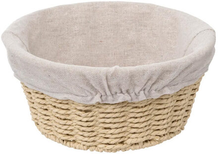 5five Broodmand Bistro plus - gevlochten papier/stof - creme wit - 21 x 10 cm