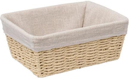 5five Broodmand Bistro plus - gevlochten papier/stof - creme wit - 25 x 19 x 10 cm - broodmand