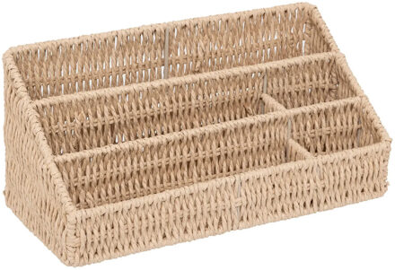 5five Bureau organizer - naturel koord - metaal/touw - L33 x B14 x H15 cm - pennenbak met vakjes
