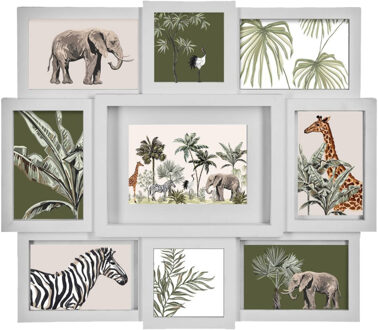 5five Collage fotolijst - 9 foto's - 10 x 15 cm - 10 x 10 cm - wit - foto frame Cali - modern ontwerp