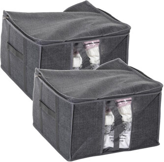 5five Dekbed/kussen opberghoes - 2x - antraciet grijs - vacuumzak - 40 x 40 x 25 cm - opberghoes