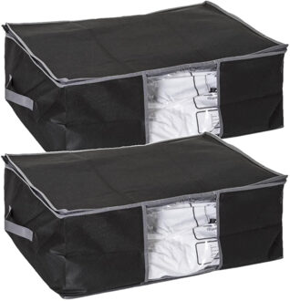 5five Dekbed/kussen opberghoes - 2x - zwart - met vacuumzak - 60 x 44 x 25 cm