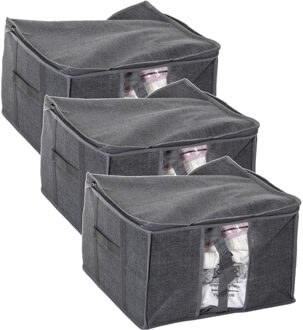 5five Dekbed/kussen opberghoes - 3x - antraciet grijs - vacuumzak - 40 x 40 x 25 cm - opberghoes