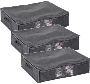 5five Dekbed/kussen opberghoes - 3x - antraciet - vacuumzak - 60 x 45 x 15 cm