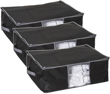 5five Dekbed/kussen opberghoes - 3x - zwart - met vacuumzak - 60 x 44 x 25 cm