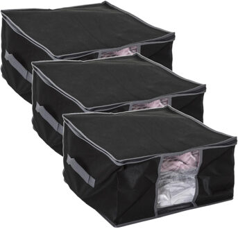 5five Dekbed/kussen opberghoes - 3x - zwart - vacuumzak - 40 x 40 x 25 cm - opberghoes