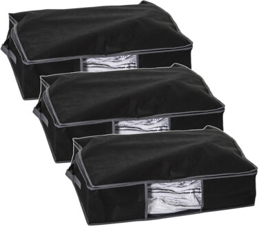 5five Dekbed/kussen opberghoes - 3x - zwart - vacuumzak - 60 x 45 x 15 cm