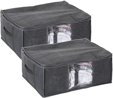 5five Dekbed/kussen opberghoes antraciet grijs met vacuumzak 60 x 45 x 25 cm