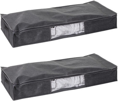 5five Dekbed/kussens opberghoes - 2x - antraciet grijs - met vacuumzak - 100 x 45 x 15 cm